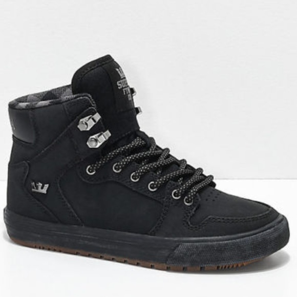 New Supra Kids Vaider CW Black & Plaid Shoes New Supra Kids Vaider CW Black & Plaid Shoes